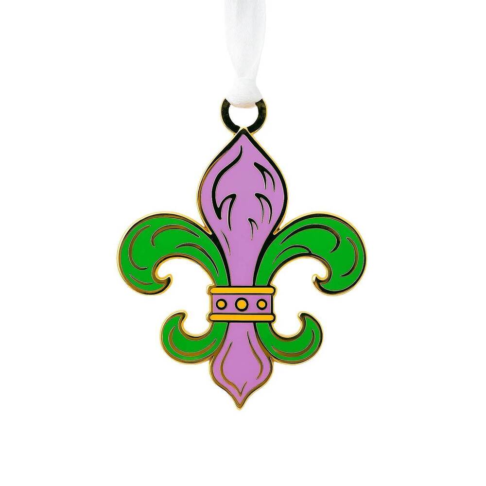 NEW NOLA TAWK fleur de lis enamel ornament in purple green